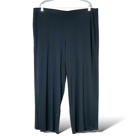 J. JILL Wearever Collection Full Wide Leg Pull On Black Jersey Knit Trousers 3X - Picture 1 of 9